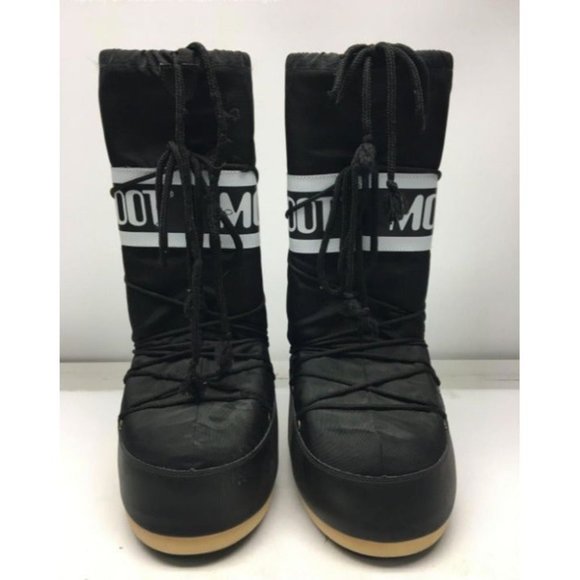 Moon Boot NYLON Black Boots Size 9/10.5 - Picture 2 of 5